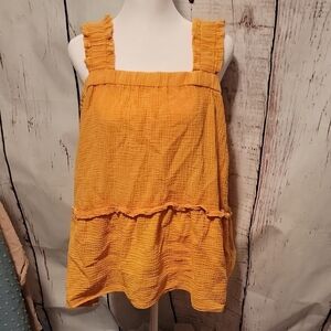 Orange Ruffled Sleeveless Top #200